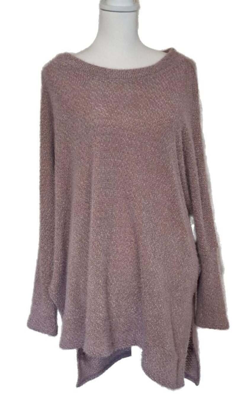Slouchy, Fuzzy, Mauve Oversized Eyelash Knit Sweater,  Sz. L